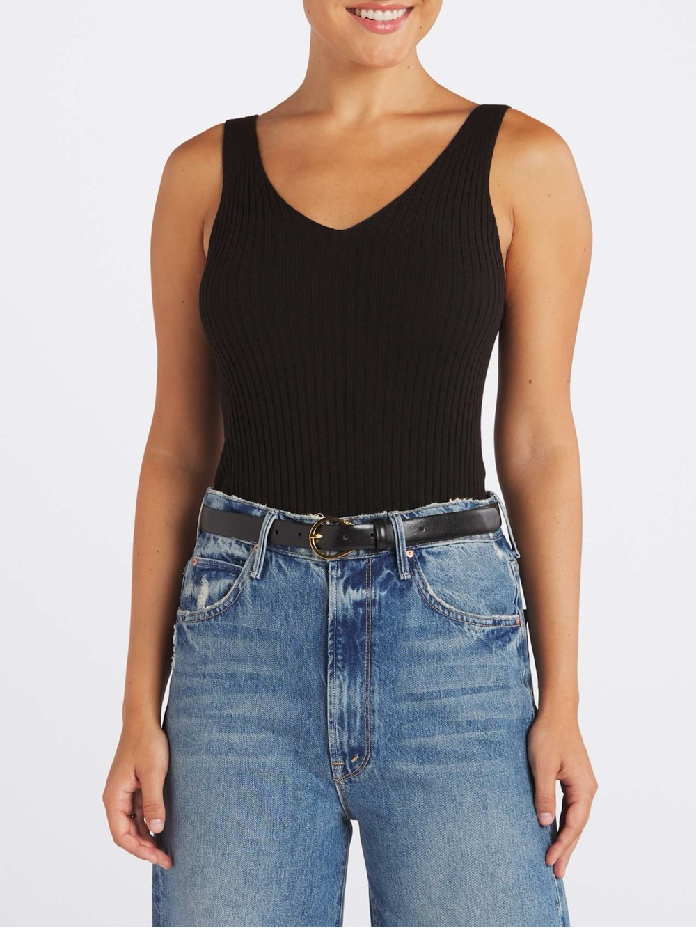 NEW PINK CLOVER Amalfi Sweater Tank Top Shirt Medium Black NWT Stitch Fix - Picture 3 of 12